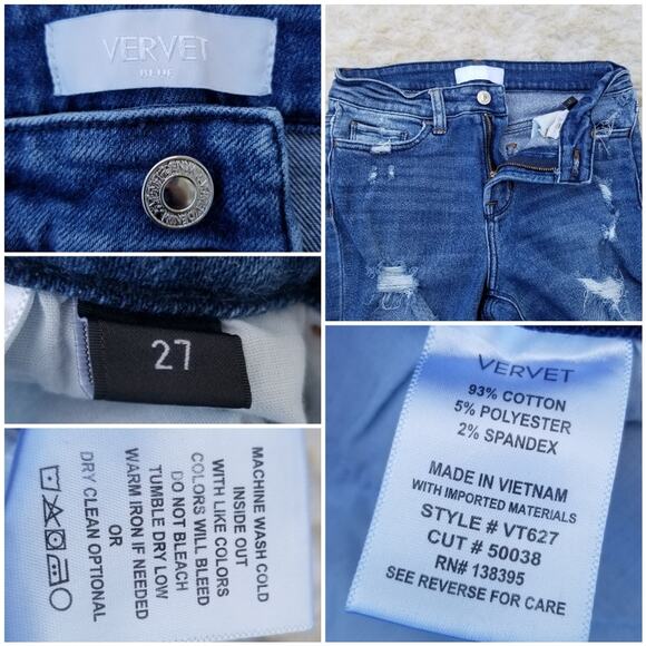 Distressed Skinny Jeans Vervet Blue Size 27 Stretch Denim Midrise Ankle Crop - Picture 4 of 9